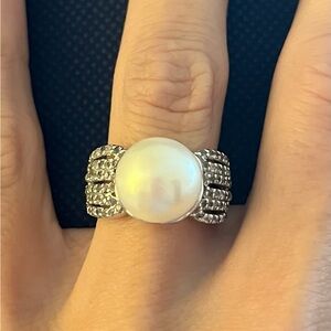 White Cultured Freshwater Pearl Sterling Silver Ring